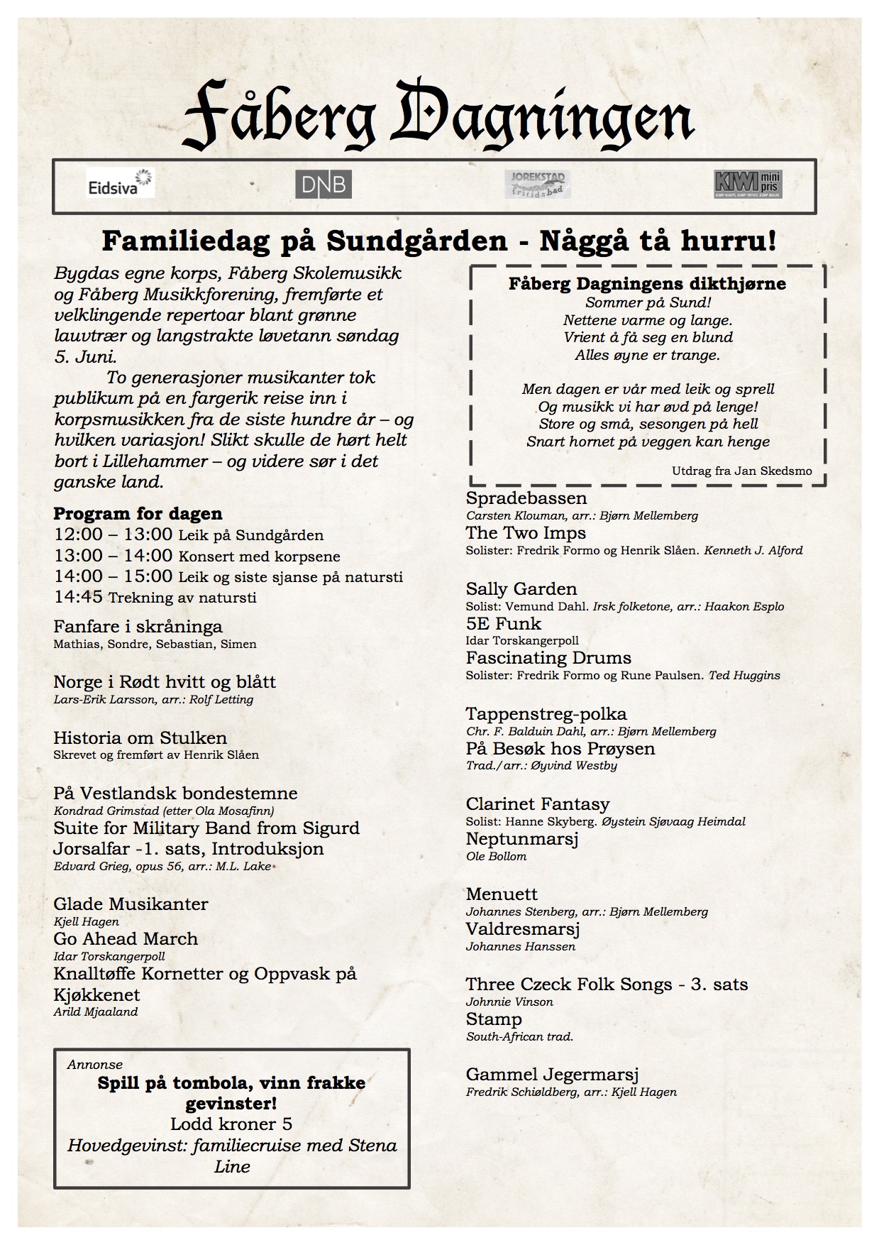 Fåbergs Dagning program vårkonsert